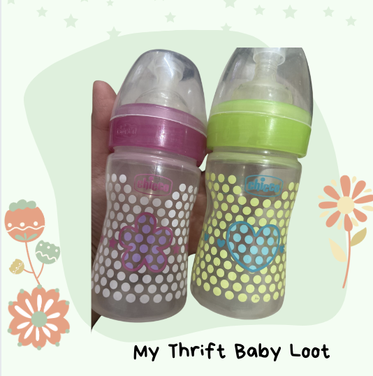 NEW Chicco set of 2 baby feeding bottles 150 ml